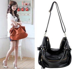 New Womens Korean PU Leather Hobo Shoulder Bag Tassel Large Capacity