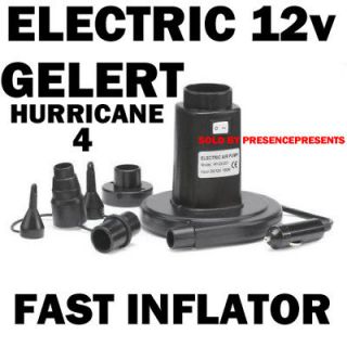 12v GELERT 4 FAST FLOW ELECTRIC AIRBED PUMP TO BLOW UP LILO AIR BED