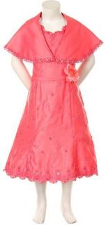 flower Bridal Evening Formal Dress w/cape size 2 4 6 8 10 12 Coral