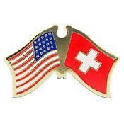 USA FLAG AND SWITZERLAND COMBO FLAG LAPEL SWISS PIN