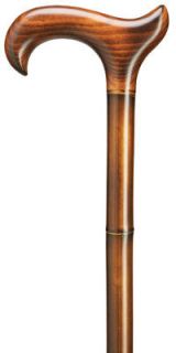 SCORCHED BAMBOO 1 1/8 WIDE HANDLE DERBY MENS WALKING CANE STICK 36