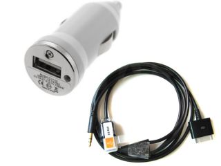 Universal USB Mini Car Charger Adapter+3.5mm Jack Audio Cable for iPod