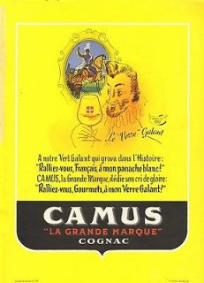 1943 : Cognac CAMUS  Swiss Ad