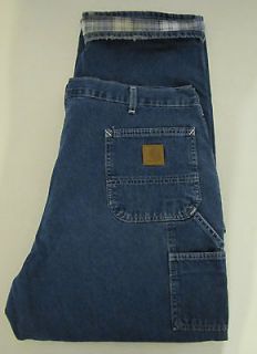 Flannel Lined Work Dungarees/Carp enter Jeans.Size 42X32 Blue.B14
