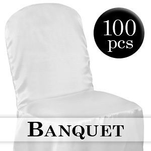 Newly listed 100 White Satin Banquet Chair Covers Wedding Party NEW