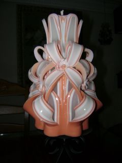 New Multi Color Hand Made Carved Candle 8tall for Wedding, Birthday