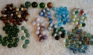 Lot of 144 Vintage Old Marbles Catseye Cats Eye Swirl Solid Shooters