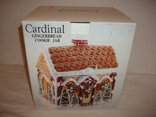 Cardinal Gingerbread House Shaped Ceramic Cookie Jar