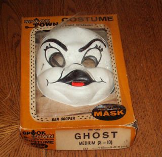 ORIGINAL SPOOK TOWN Ghost (Casper?) Costume & Mask Set Medium & Box