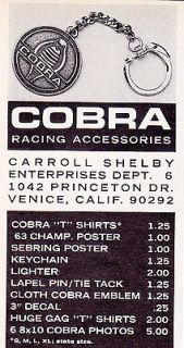 1964 SHELBY COBRA RACING ACCESSORIES ~ RARE CARROLL SHELBY