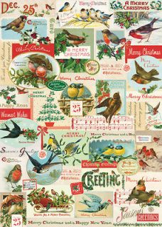 Cavallini Christmas Birds Flat Wrap