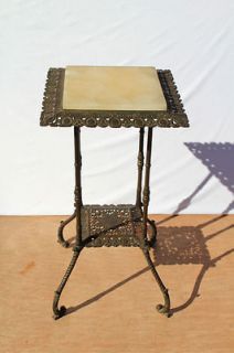 Antique Victorian wrought Iron Onyx Table Plant Stand, Circa 19th