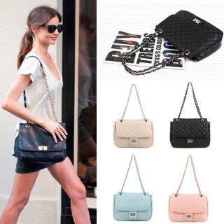 WOMENS Girl Silver Chain Classic Quilting Shoulder Cross body Satchel