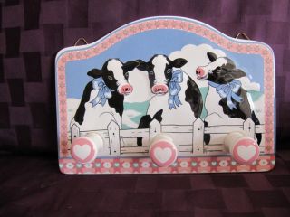 Vintage B&D Hanging Ceramic Cow Kitchen Oven Mitt/Pot Holder Rack