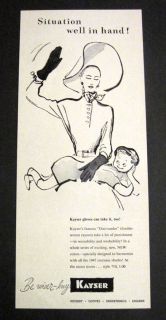 Vintage 1947 Kayser Gloves Illustrated Glamorous Mom Spanks Little Boy