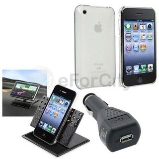 Clear Hard Case+Car Holder+Charger For iPhone 3G 3rd G 3GS Gen New