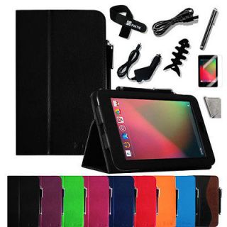Kindle Fire PU leather Folio Case Cover/Car Charger/USB Cable/Stylus/P