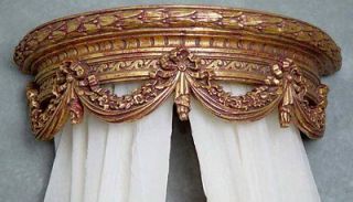 Menagerie Gilded Gold Canopy Teester Drapery Bed Crown French Style