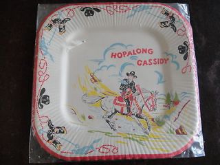 Vintage Hopalong Cassidy Party 8 Paper Plate   Unused