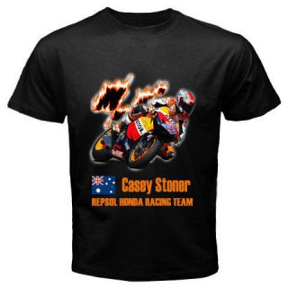 CASEY STONER Repsol Honda CHAMPION Moto GP Rider Mens Black T shirt