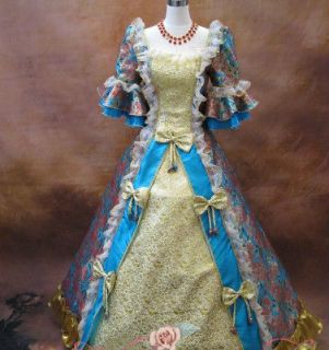 18th Century Marie Antoinette Baroque Dress Vintage Reenactment Blue