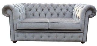 Chesterfield Traditional 2 Seater Settee Sofa Perla Illusions Grey