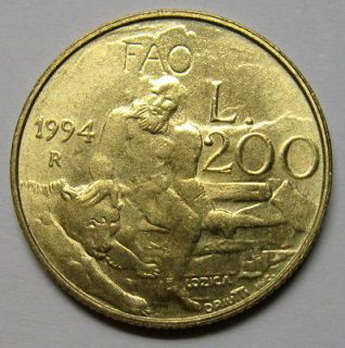 San Marino 200 Lire coin 1994 KM# 313 Man and bear (2)