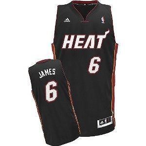 NBA Adidas Miami Heat #6 LeBron James Youth Road Black Swingman