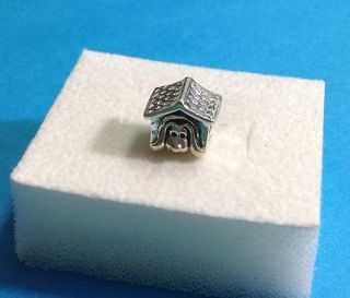 Authentic Pandora Sterling Silver Doghouse Bead w Enamel Heart