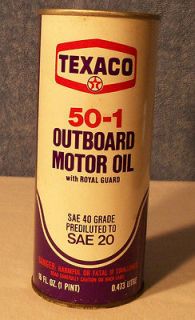 Texaco 50 1 Outboard Motor Oil Can, Unopened