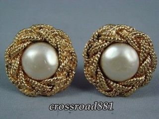 Authentic Chanel Pearl Like Ornament Earrings Very Good Condition
