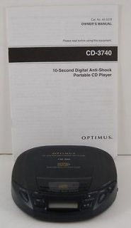 Optimus CD 3740 Portable CD Compac Disc Player (RadioShack) w/manual