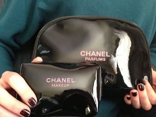 Chanel Black Set of 2 Cosmetic bags makeup bag new VIP gift