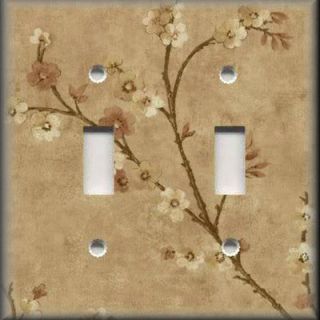 Light Switch Plate Cover   Asian Art   Cherry Blossom Flowers   Tan
