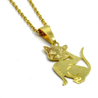 Gold 18k GF Kitten Pendant Necklace Charm & Chain Cat Funny Girl Teens
