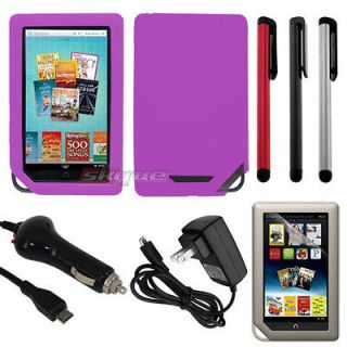 Skin Case Cover+Car Wall Charger+Film+S tylus For Nook Color Tablet