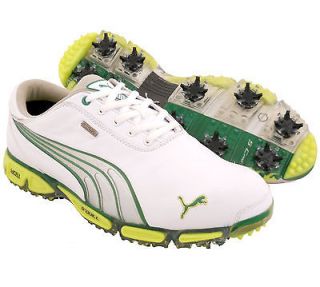 New PUMA Super Cell Fusion Ice Golf Shoes White/Silver/G reen Size 9