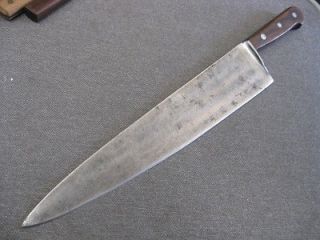 Vintage Landers Frary Clark Chef Knife w/WIDE 14 Carbon Steel Blade
