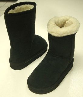 Girl Faux Shearling Black Flat Boots Shoes Slipper boots Size 9