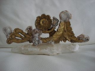 Antique 17th century gold leaf wood fragment shells selenite
