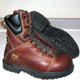 TIMBERLAND PRO TiTAN SAFETY Steel TOE 8 Inch LEATHER Work BOOTS Men sz