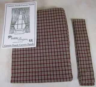 Country Dark Red Black Tan Plaid Home Place Sheer Curtain Panels 72x84