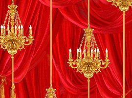 Phantom of the Opera Chandeliers on Red Fabric Fat Quarter