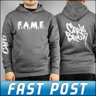 Chris Brown F.A.M.E fame Charcoal Hoodie Top Front Back & Sleeve Print