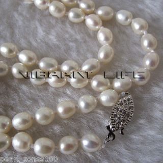 18 6 7mm White Rice Freshwater Pearl Necklace Children Jewelry C