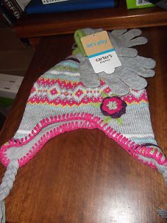 Carters Gray Knit Hat and Gloves New with Tags