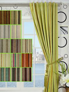 weight Striped Concealed Tab Top Chenille Curtains 100% Cotton Lining