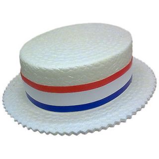 Patriotic Red, White, and Blue Styrofoam Skimmer / Boater Hat