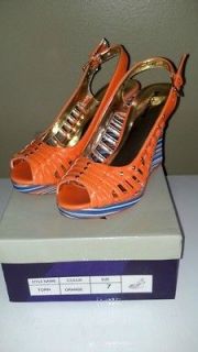 Newly listed Womens Misbehave Torn Orange Sz 7 Heel. Wedge Open Toe