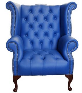 Chesterfield Queen Anne Chair High Back Fireside Wing Armchair Lilac